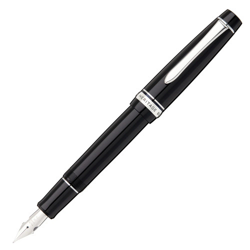Namiki Pilot Falcon Black / Rhodium Fountain Pen - Rhodium Plated