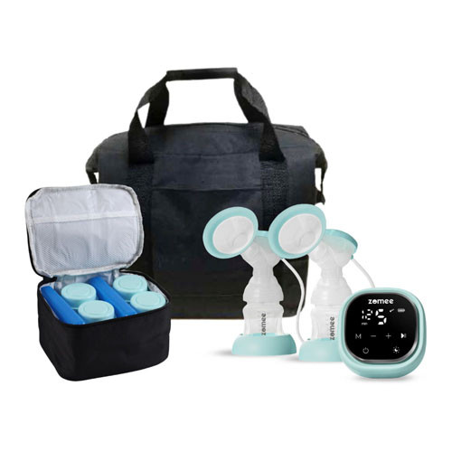 Zomee Z2 Double Electric Breast Pump Travel Bundle  Hospital Grade Hands Free