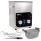 GemOro 1732-H 2QTH Next Gen Stainless Steel Ultrasonic Jewelry Cleaner With Basket, Tweezers & Ring Rack