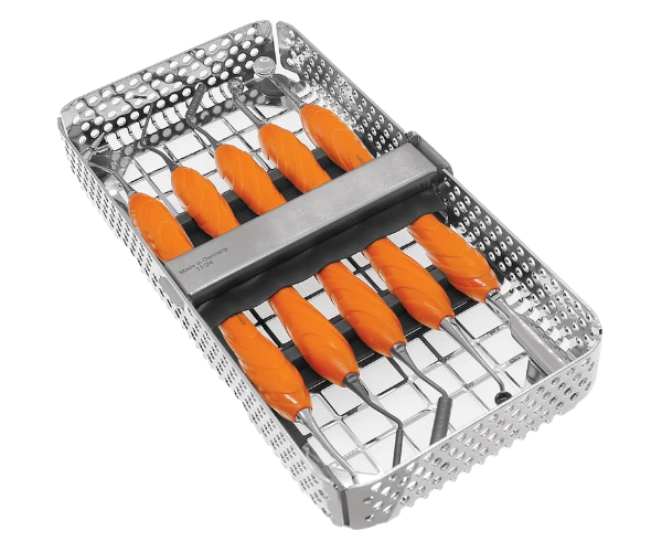 H&H Bone Grafting Kit with Cassette containing five grafting instruments