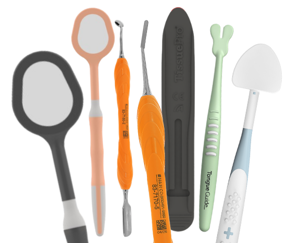 Mectron clinical instruments including dental mirrors, soft tissue retractors, and H&H grafting instruments