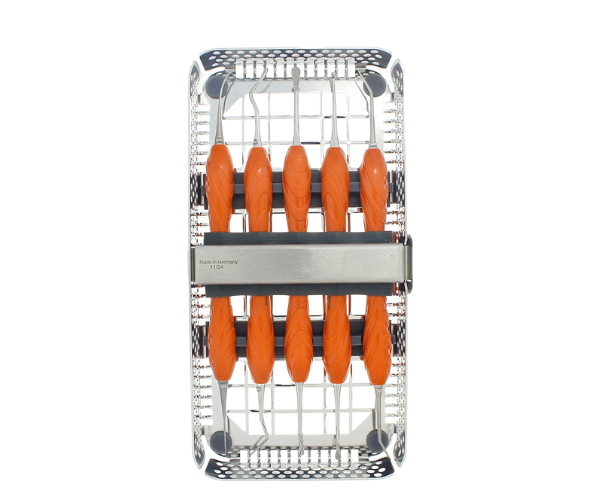 H&H Soft Tissue Grafting Kit with Cassette containing five specialized surgical instruments