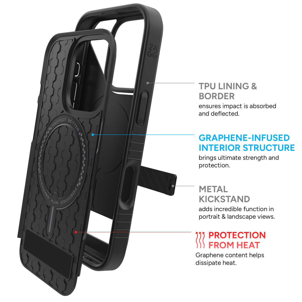 ZAGG Denali Snap Case with Kickstand for Apple iPhone 16 Pro