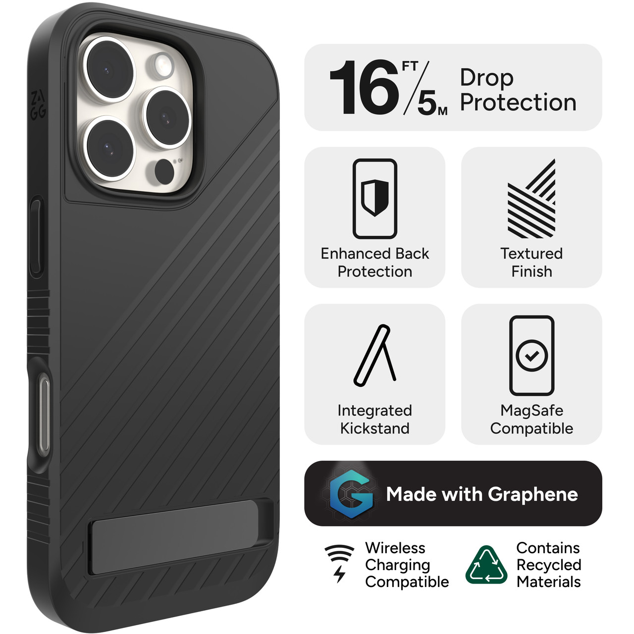 トップ for Kickstand with Case Snap Denali ZAGG Apple Pro 16 iPhone スマホアクセサリー