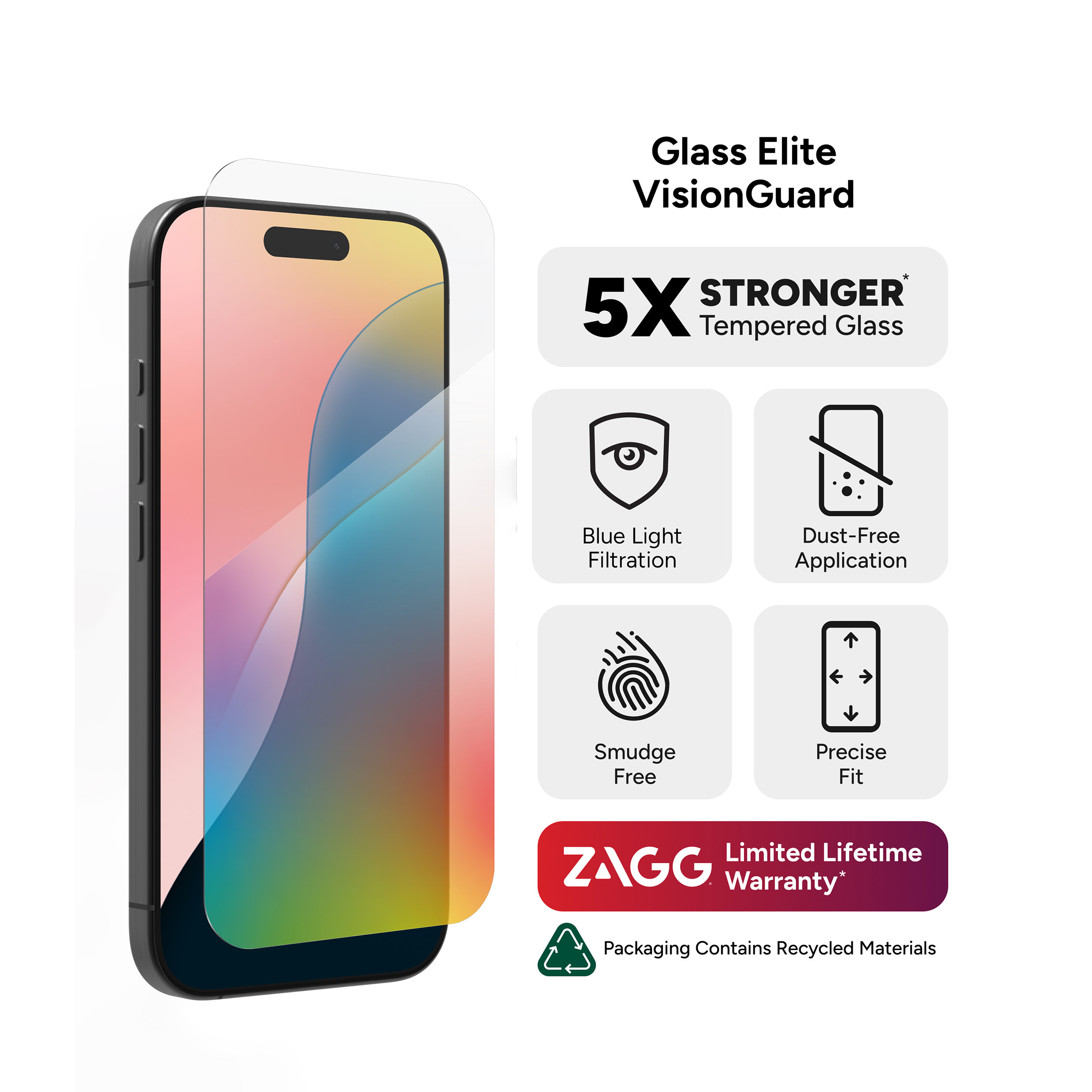 InvisibleShield Glass Elite VisionGuard Apple iPhone 16 Pro Screen