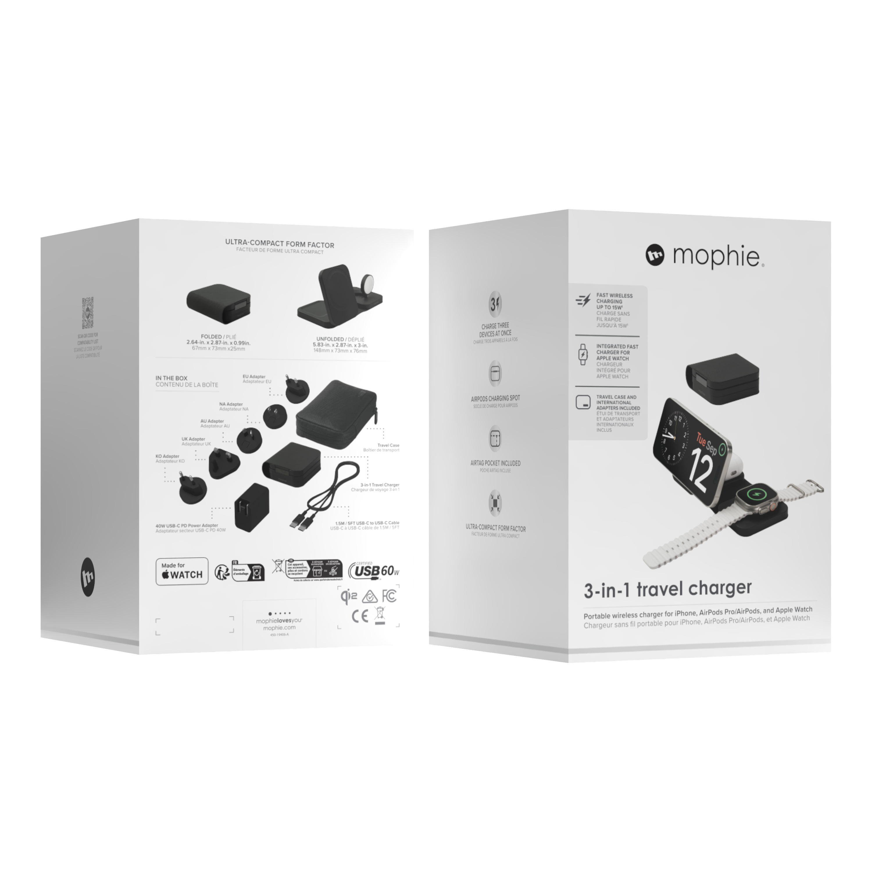 mophie | 3-in-1 travel charger with MagSafe (Gen 3)