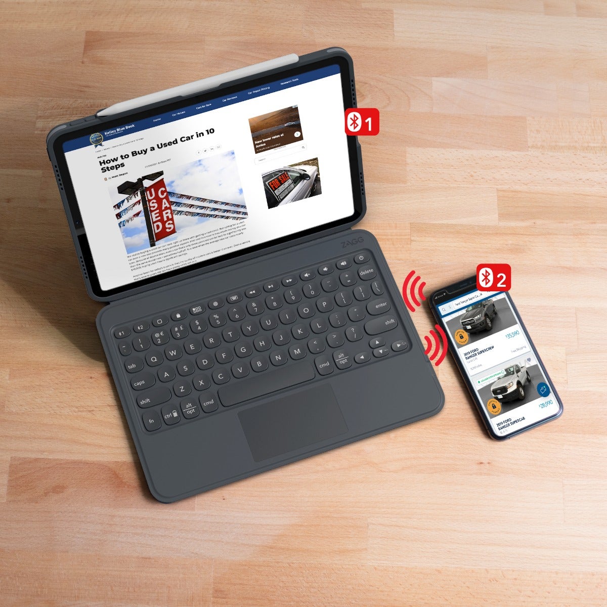 Multi-device Pairing 
||Connect with two devices simultaneously and toggle back and forth between them.