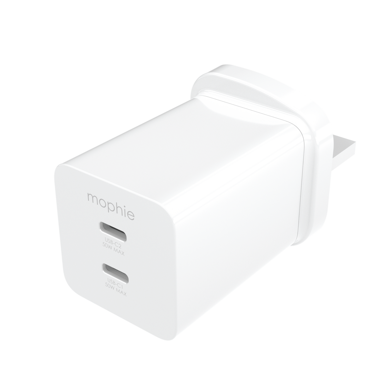 Mophie Essentials Power Adapter Dual USB-C PD 50W (White) (UK Adapter)