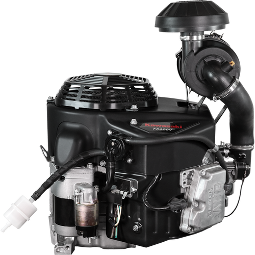 Kawasaki FX600V 19.0 HP 603cc V‑Twin petrol engine with 1 1/8″ shaft, cast iron liners, HD air filtration, and electric start. Ideal for commercial ride‑on mowers and compact machinery.