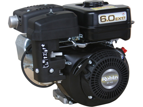 Robin EX17 5.7 HP petrol engine with 169cc displacement, 3/4″ threaded pump shaft, cast iron liner, and muffler assembly. Ideal for pumps, compressors, mowers, chippers, concrete saws, and agricultural equipment.