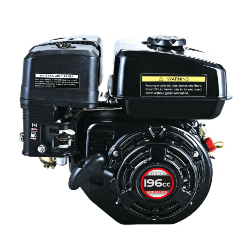 Sina G200F 6.5 HP petrol engine with 196cc displacement, 3/4″ shaft, cast iron sleeve, and muffler assembly. Ideal for pumps, compressors, mowers, chippers, concrete saws, agricultural equipment, and go‑karts.