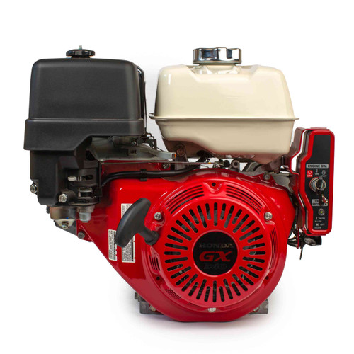 Honda GX340 11 hp V‑shaft engine with electric start. Precision‑engineered design with reduced vibration, ball‑bearing crankshaft, heavy‑duty balancer shaft, and Oil Alert protection.