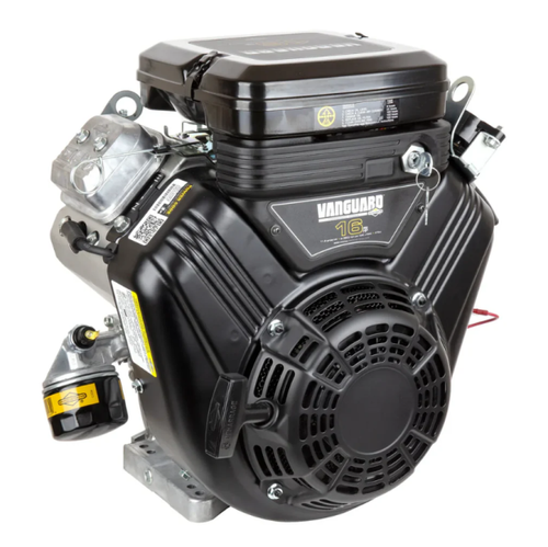 16 HP Vanguard V‑Twin commercial engine with electric start, full‑pressure lubrication, and durable cast‑iron sleeve. Built for tough industrial and turf applications.