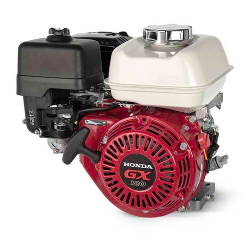 Honda GX120 3.2 HP petrol engine with recoil start and 3/4″ keyed shaft. Precision camshaft, forged crankshaft, Oil Alert protection, and Honda’s proven commercial reliability.