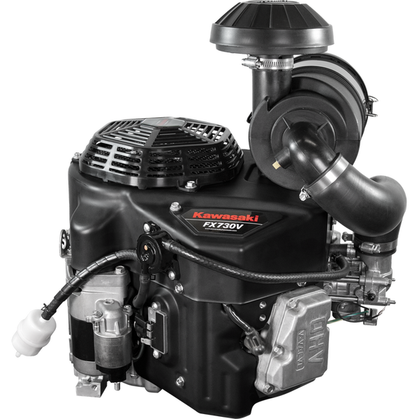 Kawasaki FX730V 23.5 HP 726cc V‑Twin petrol engine with 1″ shaft, cast iron liners, HD air filtration, and electric start. Ideal for commercial ride‑on mowers and heavy‑duty machinery.