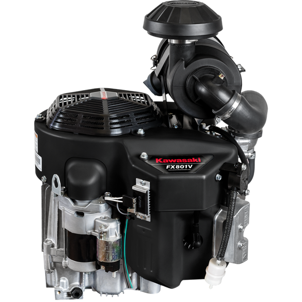 Kawasaki FX801V 25.5 HP 852cc V‑Twin petrol engine with 1 1/8″ shaft, cast iron liners, HD air filtration, and electric start. Ideal for commercial ride‑on mowers and heavy‑duty machinery.
