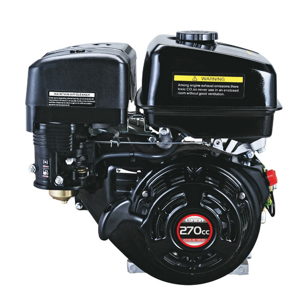 Sina G270 9.0 HP petrol engine with 270cc displacement, 1″ shaft, cast iron sleeve, and muffler assembly. Ideal for waterblasters, pumps, rotary hoes, and log splitters.