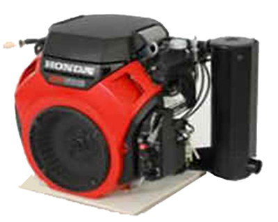 Side‑mount left‑hand V‑type muffler for Honda engines. Left‑side discharge from PTO view. Australian‑sourced OEM‑fit component.