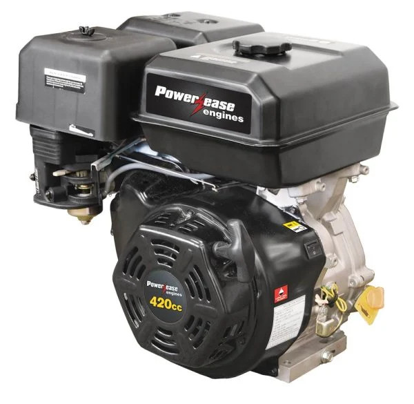 Powerease R420‑REQ 15 HP 420cc petrol engine with 1″ keyed Q‑shaft, electric and recoil start, OHV design, and strong torque output. Ideal for generators, pumps, chippers, and general‑purpose machinery.
