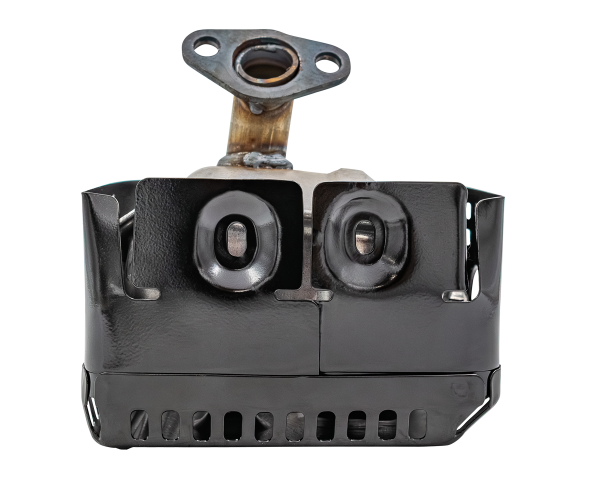 Muffler + heatshield assembly to suit Honda GX120–GX200 engines. Durable OEM‑pattern replacement providing quieter operation and heat protection.