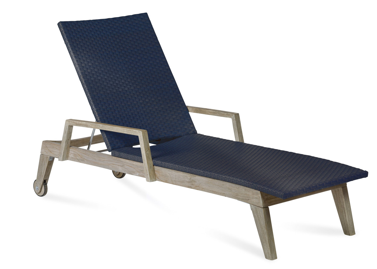 Summit Wicker And Teak Chaise Lounge Navy