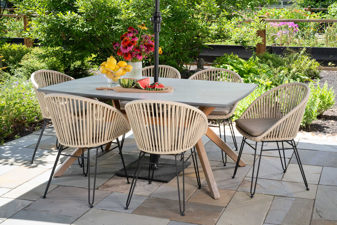 ceramic patio table with umbrella hole Katonah 63