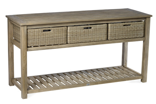 Lakewood 60" Serving Bar with Wicker Baskets - Grey