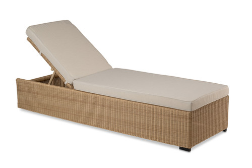 Savannah Natural Wicker Chaise Lounge w/ Wheat Cushion