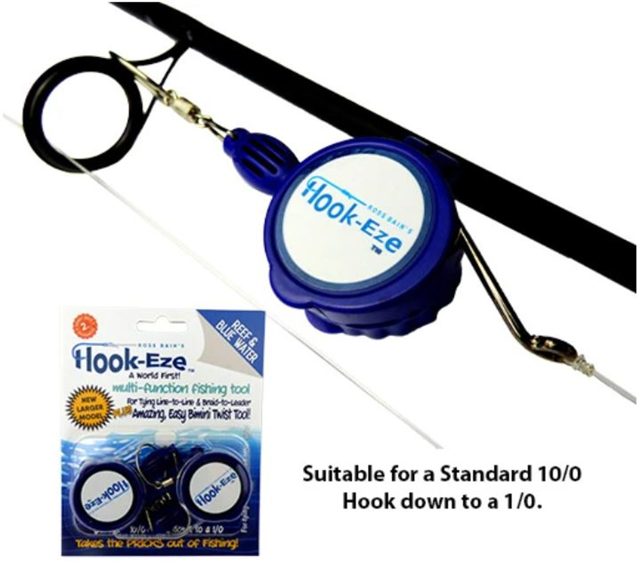 Large Hook Eze Fishing Knot Tying Tool Twin Pack in Blue