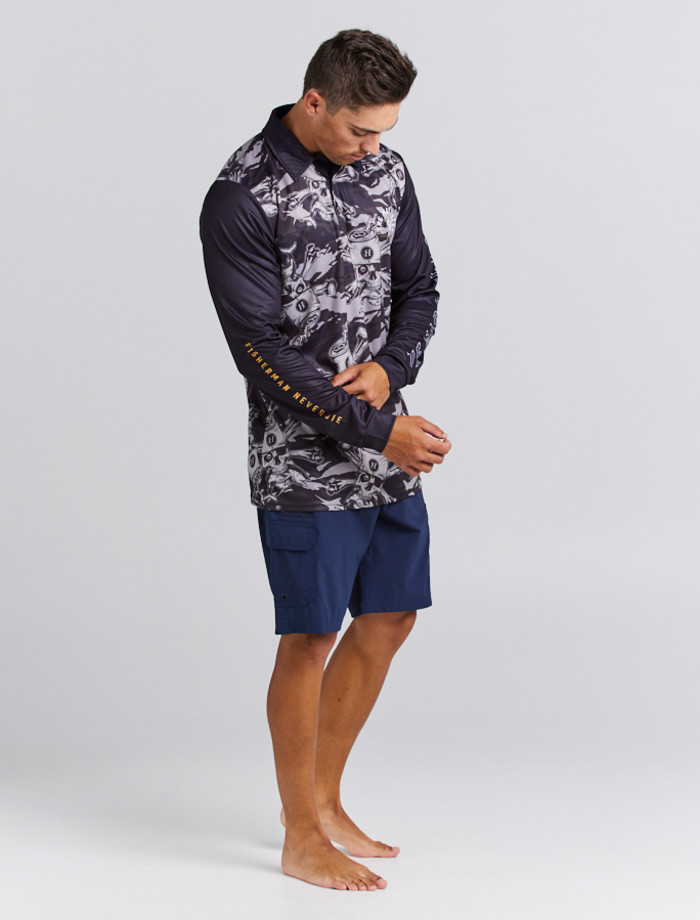 THE MAD HUEYS FISHERMEN NEVER DIE FISHING JERSEY BLACK OZTackle