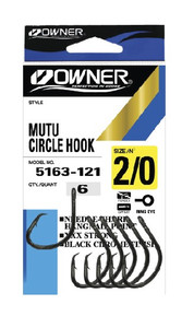 Owner 5163 2/0 Mutu Circle Hook, Black - 6PK