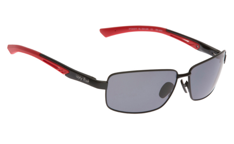 Ugly Fish Triacetate(TAC) Polarised Sunglasses PT24377 Black Aluminium Frame Smoke Lens