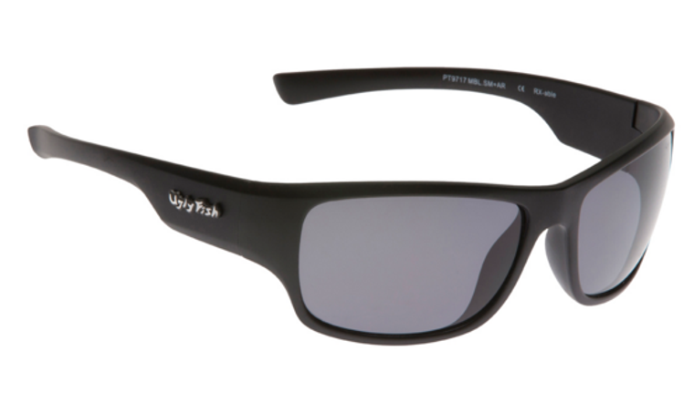 Ugly Fish Triacetate(TAC) Polarised Sunglasses PT9717 Matt Black TR90 Frame Smoke Lens