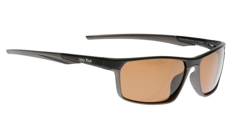 Ugly Fish Triacetate(TAC) Polarised Sunglasses PT24543 Matt Black Aluminium Frame Brown Lens