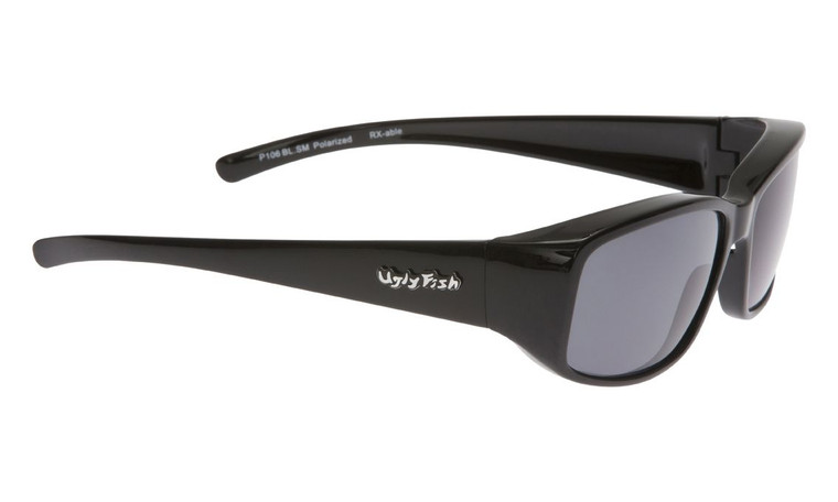 Ugly Fish Polarised P106 Over Sunglasses Shiny Black TR-90 Frame Smoke Lens