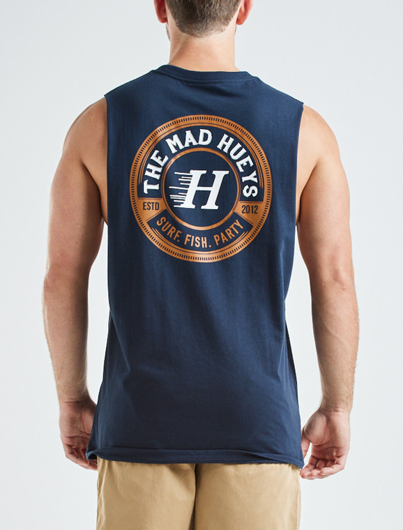 The Mad Hueys Surf Fish Party Muscle Tee - Navy