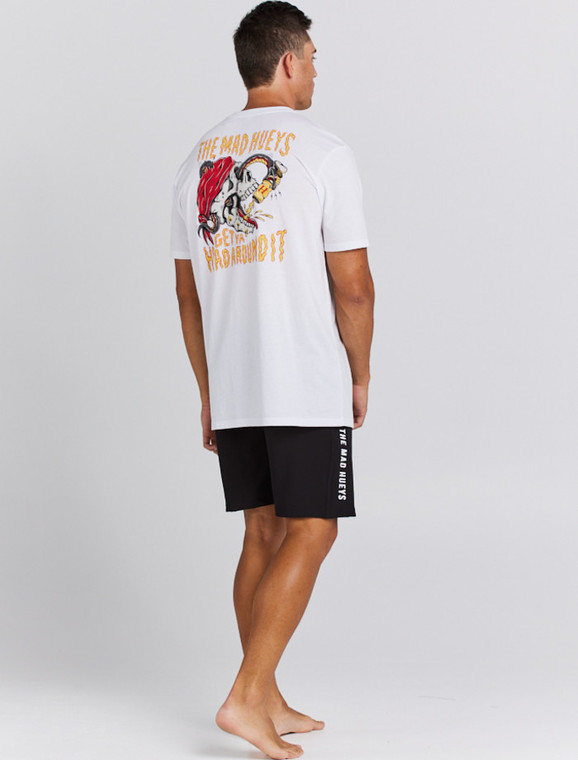 THE MAD HUEYS SKULLIN TINS - SHORT SLEEVE TEE - WHITE