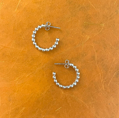 Ball Hoop Earrings - Silver