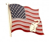 US Flag with Elephant II Lapel Pin