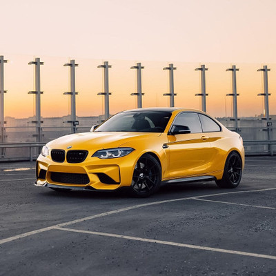 Golden Yellow Vinyl Wrap On Car