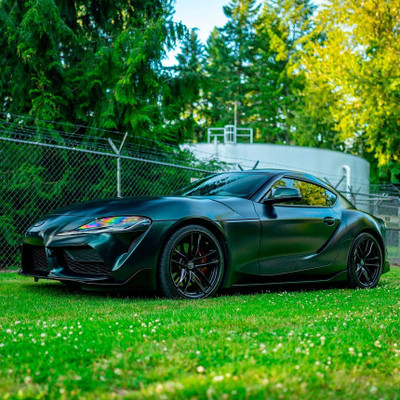 Green Black Silk Vinyl Wrap On Car