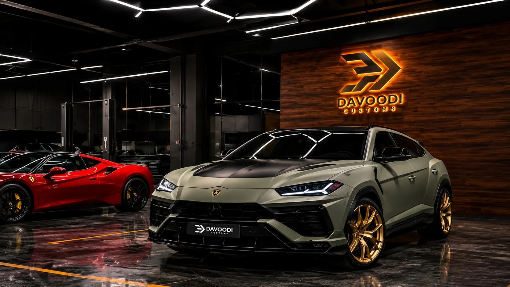 Premium vehicle wraps by Davoodi Customs Dubai — custom wrapped Ferrari and Lamborghini UrusPremium vehicle wraps by Davoodi Customs Dubai — custom wrapped Ferrari and Lamborghini Urus