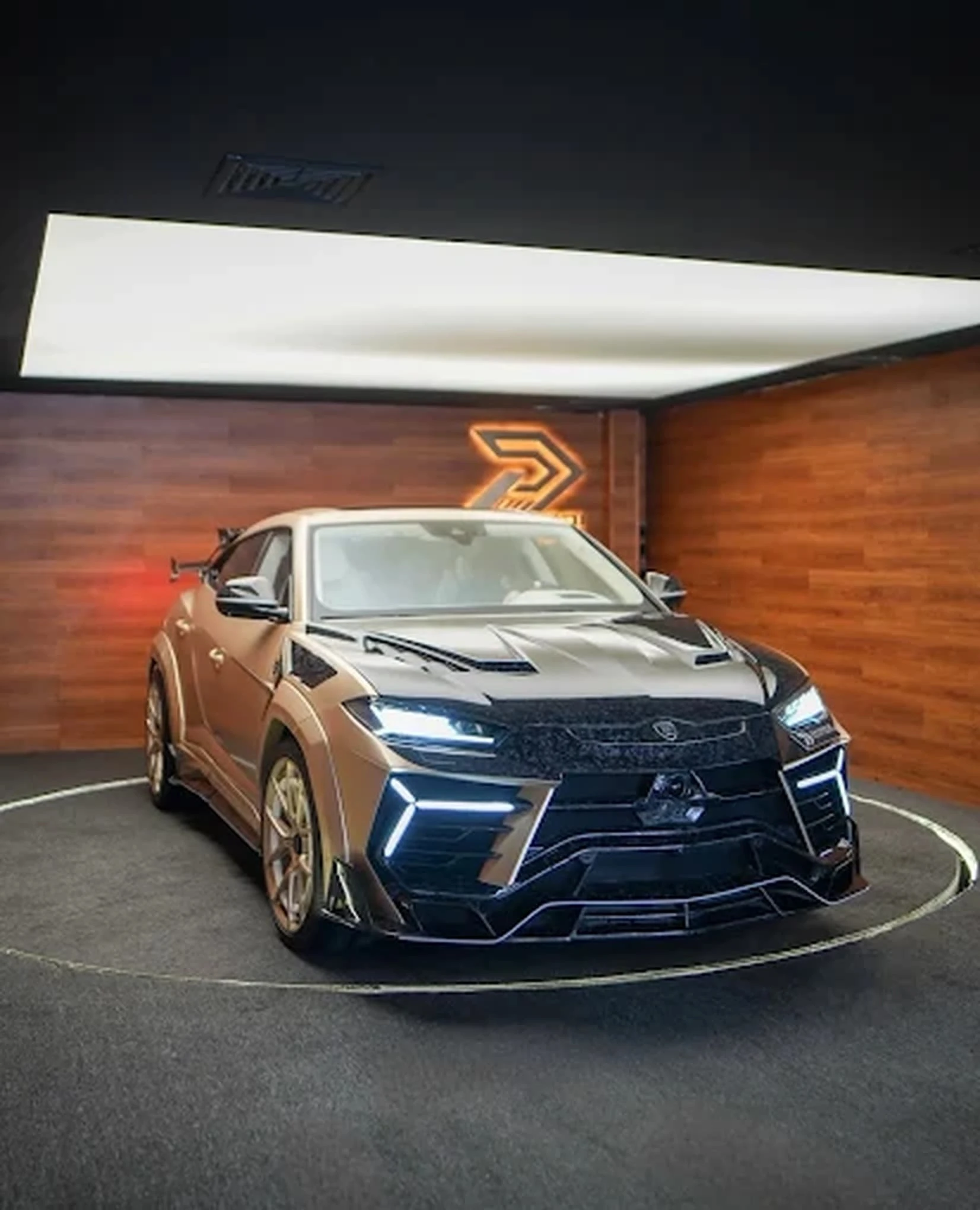 Dark teal wrapped Lamborghini Urus by Davoodi Customs Dubai
