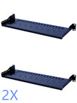 2 Pack 1U 6" Deep Depth Vented Relay Rack Mount Cantilever Steel Shelf