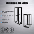 Raising ELECTRONIS 15U 4 Post Open Rack Frame Rack Enclosure 19 Inch Adjustable Depth Aluminum UL Certified