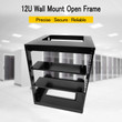 Raising Electronics 12U Wall Mount Open Frame 19 Inch Server Equipment Rack 15 Inch Depth Black with 2 Shelves