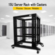 15U 4 Post Open Frame 19" Server/Audio Steel Data Network Rack 17" Deep 600MM Rack
