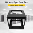 9U Wall Mount Open Frame 19'' Server Equipment Rack Threaded 15 inch depth Black