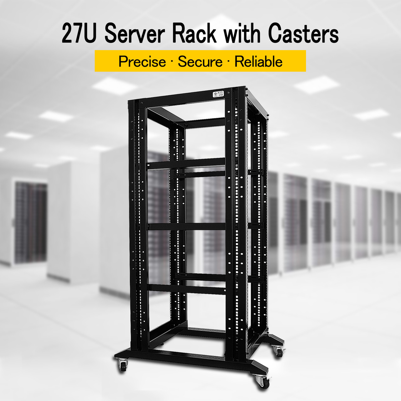 27U 4 Post Open Frame Network Server Rack 800MM Deep With 3 pairs of L ...