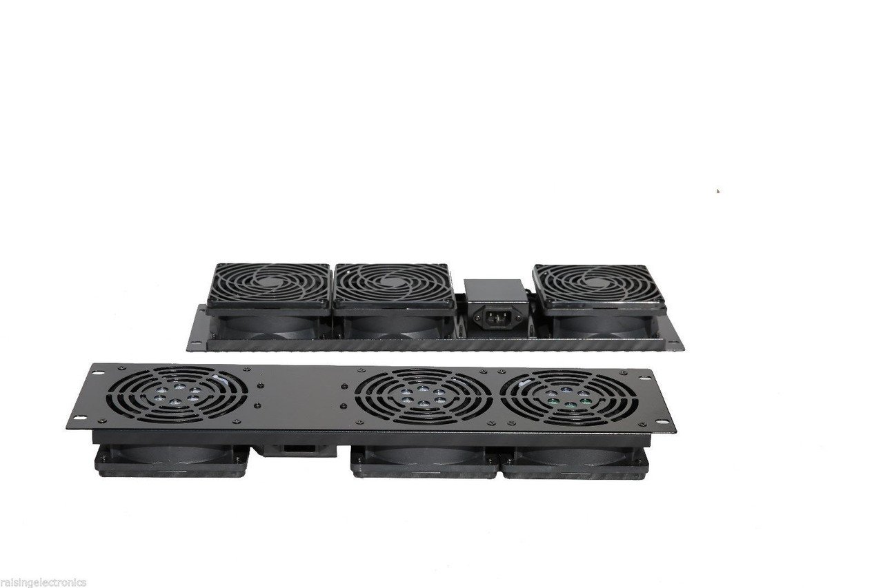 19" Rack Mount Cooling Fan System 3U Panel with 3 Fan Units Raising